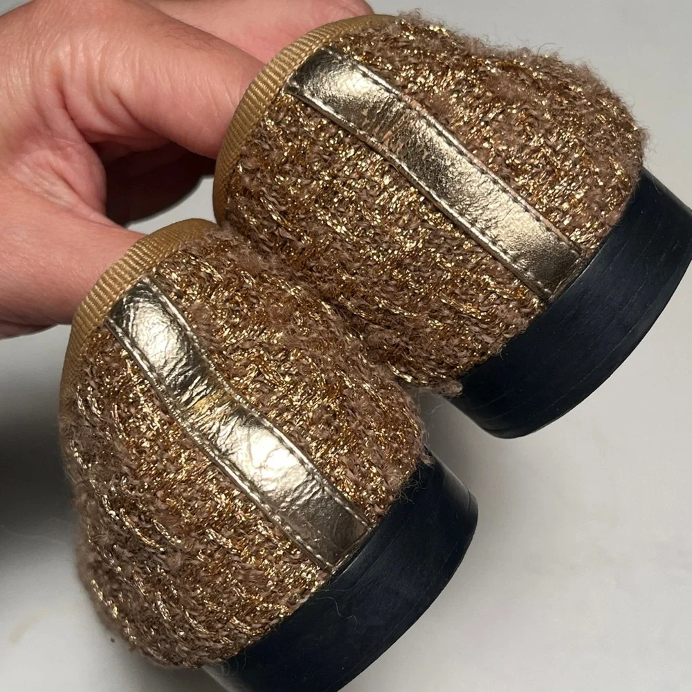 CHANEL Women's Gold and Black Flats